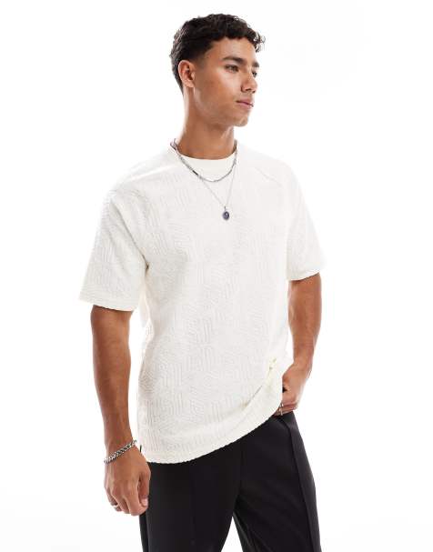 Lyle & Scott Ss t-shirts emblem towelling t-shirt in x157 chalk