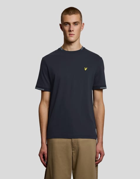 Lyle & Scott Ss t-shirts fine tipped t-shirt in y155 dark navy/ chalk blue