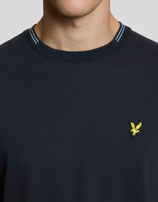 Lyle & Scott Ss t-shirts fine tipped t-shirt in y155 dark navy/ chalk blue, 3 of 5