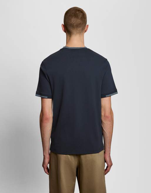 Lyle & Scott Ss t-shirts fine tipped t-shirt in y155 dark navy/ chalk blue, 4 of 5