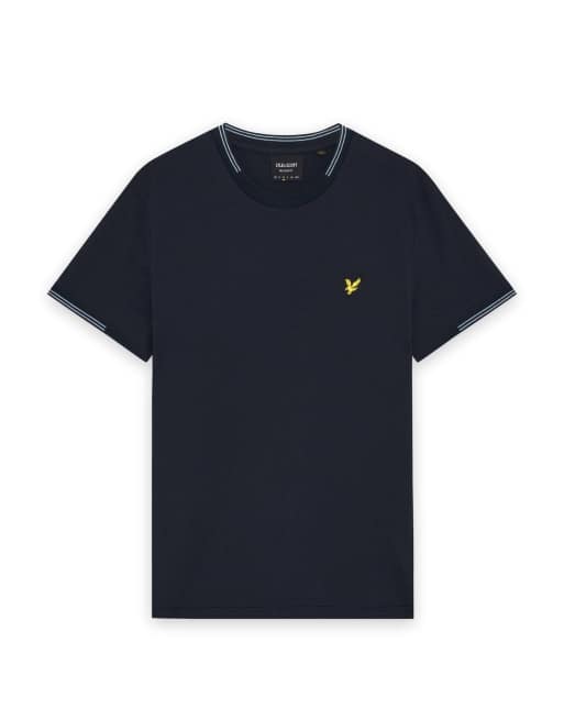 Lyle & Scott Ss t-shirts fine tipped t-shirt in y155 dark navy/ chalk blue, 5 of 5