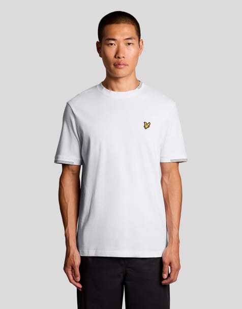Lyle & Scott Ss t-shirts fine tipped t-shirt in y162 white/everglade - view 1