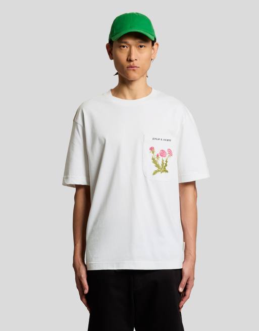 Lyle & Scott Ss t-shirts floral embroidered t-shirt in 626 white, 2 of 5