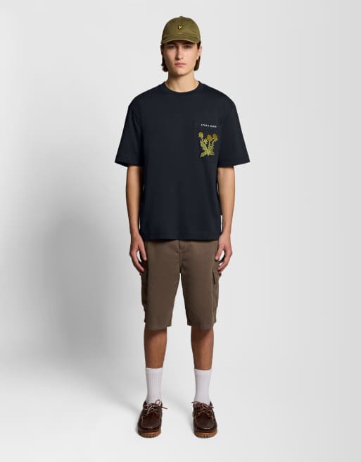 Lyle & Scott Ss t-shirts floral embroidered t-shirt in z271 dark navy, 3 of 5