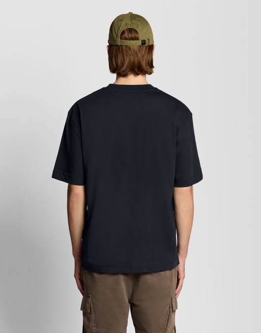 Lyle & Scott Ss t-shirts floral embroidered t-shirt in z271 dark navy, 4 of 5