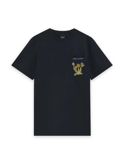 Lyle & Scott Ss t-shirts floral embroidered t-shirt in z271 dark navy, 5 of 5