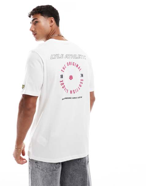 Lyle & Scott Ss t-shirts lyle athletic graphic t-shirt in x737 white/ fuchsia - view 1