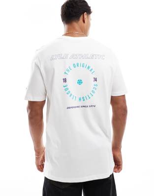 Lyle & Scott Ss t-shirts lyle athletic graphic t-shirt in x738 white/ tech green - view 1
