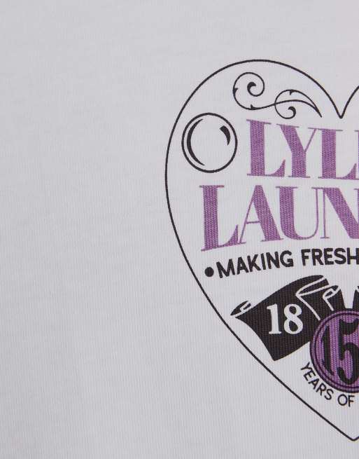 Lyle & Scott Ss t-shirts lyle's laundry graphic t-shirt in 626 white, 6 of 6