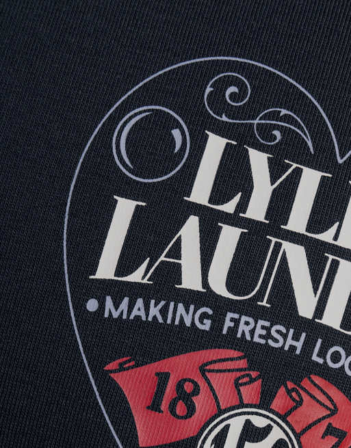 Lyle & Scott Ss t-shirts lyle's laundry graphic t-shirt in z271 dark navy, 6 of 6