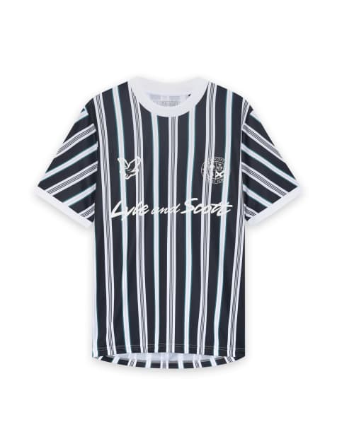 Lyle & Scott Ss t-shirts prep stripe football shirt in z271 dark navy - view 1
