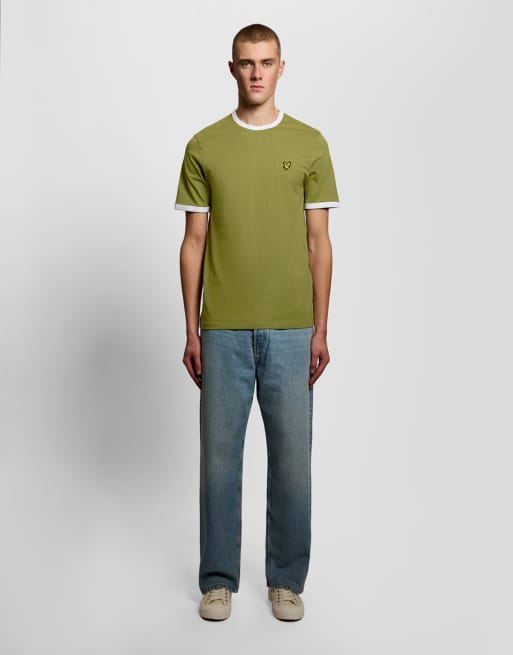 Lyle & Scott Ss t-shirts ringer t-shirt in y166 shrub green/ white, 3 of 6
