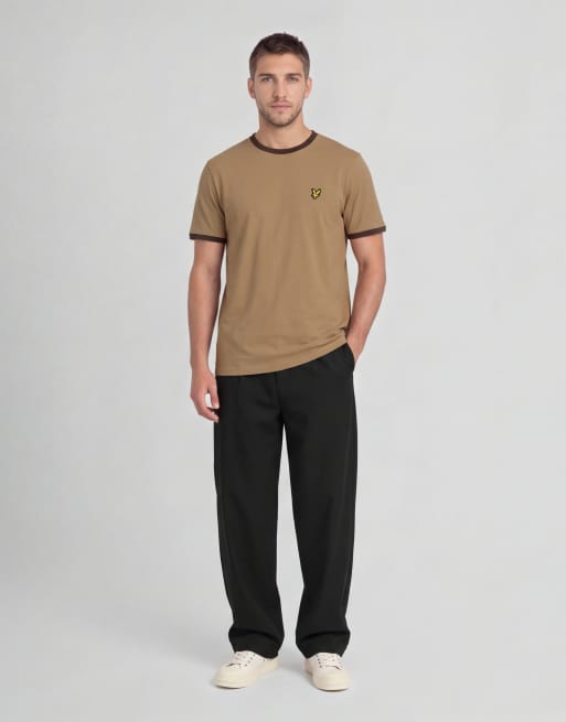 Lyle & Scott Ss t-shirts ringer t-shirt in y336 sandstorm/ ebony, 2 of 5