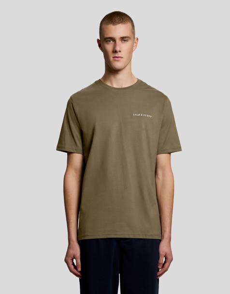Lyle & Scott Ss t-shirts script t-shirt in x569 khaki ash - view 1
