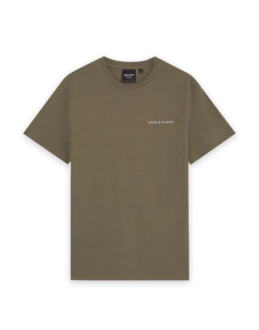 Lyle & Scott Ss t-shirts script t-shirt in x569 khaki ash, 2 of 5