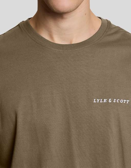 Lyle & Scott Ss t-shirts script t-shirt in x569 khaki ash, 4 of 5