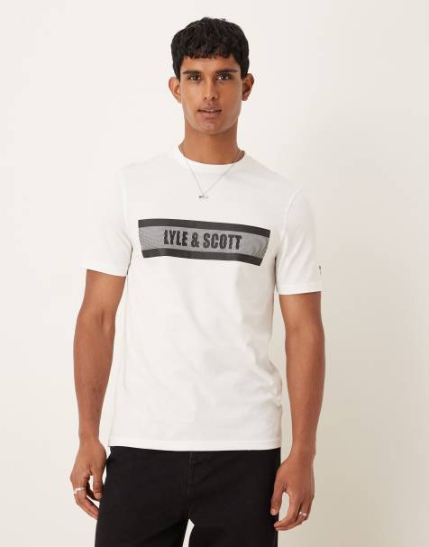 Lyle & Scott Ss t-shirts stripe logo graphic t-shirt in 626 white - view 1