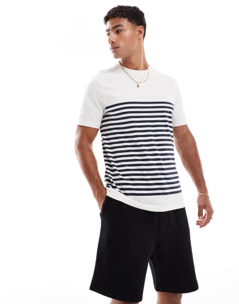 Lyle & Scott Ss t-shirts stripe t-shirt in x082 argent - view 1