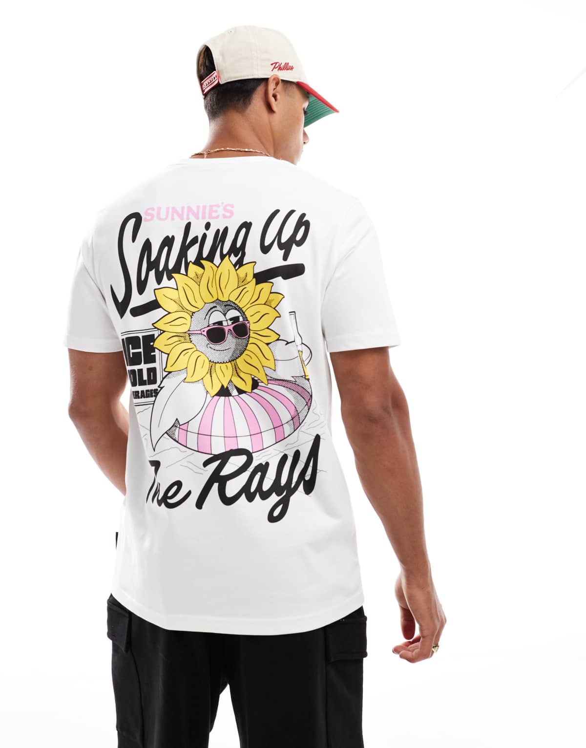 Lyle & Scott Ss t-shirts sunnies pool bar graphic t-shirt in 626 white