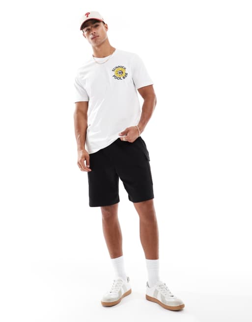 Lyle & Scott Ss t-shirts sunnies pool bar graphic t-shirt in 626 white, 3 of 4