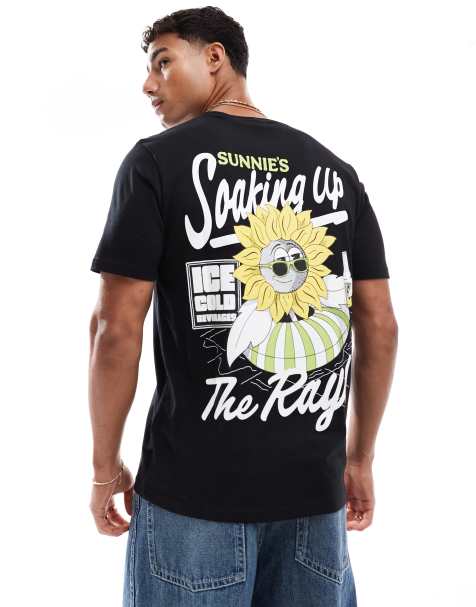 Lyle & Scott Ss t-shirts sunnies pool bar graphic t-shirt in z865 jet black - view 1