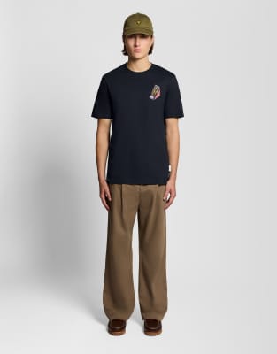 Lyle & Scott Ss t-shirts supermarket embroidered t-shirt in z271 dark navy-Blue
