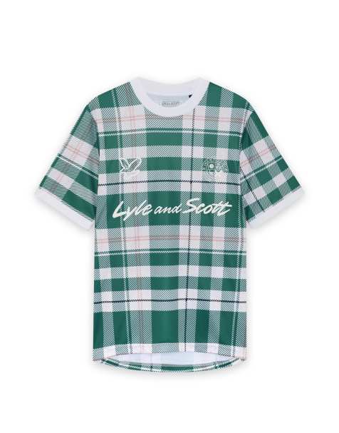 Lyle & Scott Ss t-shirts tartan football shirt in w130 everglade - view 1