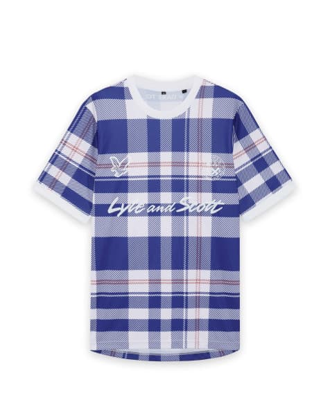 Lyle & Scott Ss t-shirts tartan football shirt in x578 now blue - view 1