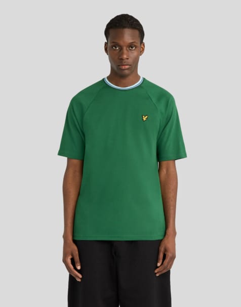 Lyle & Scott Ss t-shirts tipped track t-shirt in y295 clover green - view 1