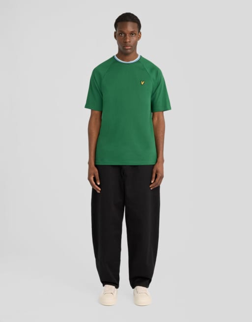 Lyle & Scott Ss t-shirts tipped track t-shirt in y295 clover green, 2 of 6