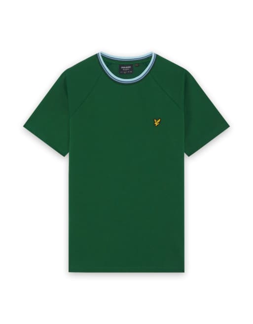Lyle & Scott Ss t-shirts tipped track t-shirt in y295 clover green, 5 of 6