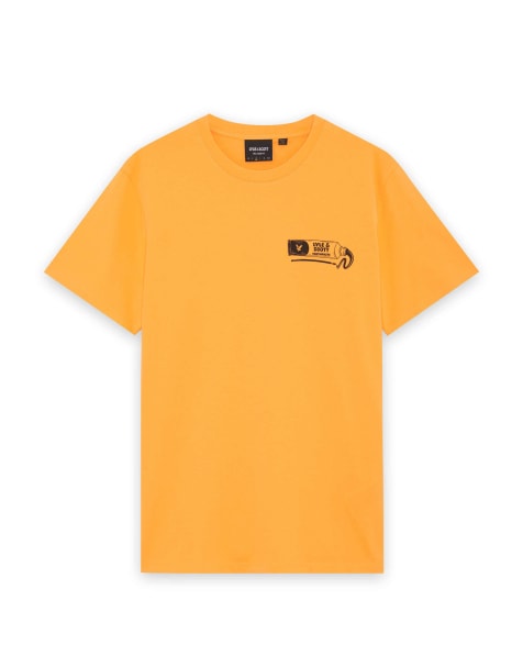 Lyle & Scott Ss t-shirts toothpaste graphic t-shirt in y196 orange blaze/ jet black - view 1