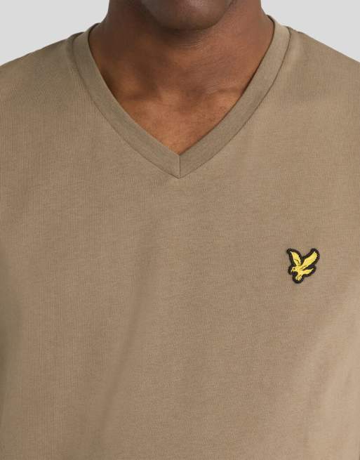 Lyle & Scott Ss t-shirts v neck t-shirt in x569 khaki ash, 3 of 6