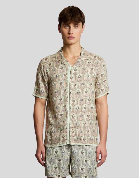 Lyle & Scott Ss woven shirts botanical shirt in y085 tender greens