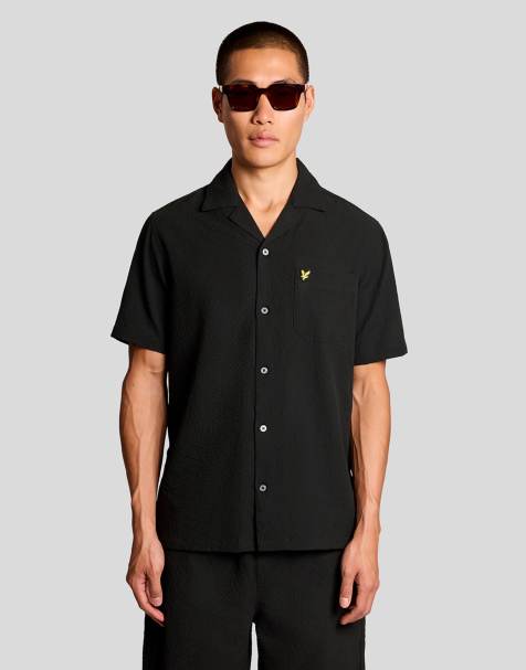Lyle & Scott Ss woven shirts crinkle resort shirt in z865 jet black - view 1