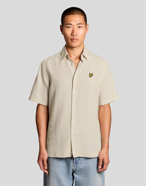 Lyle & Scott Ss woven shirts short sleeve linen blend shirt in w870 cove - view 1
