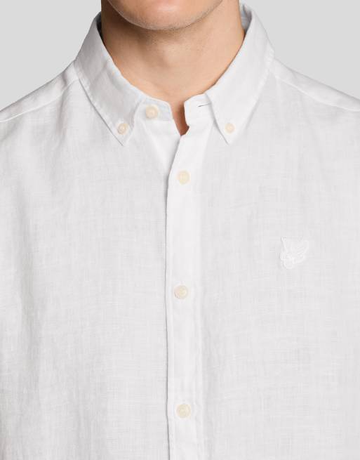 Lyle & Scott Ss woven shirts short sleeve linen shirt in 626 white, 3 of 6