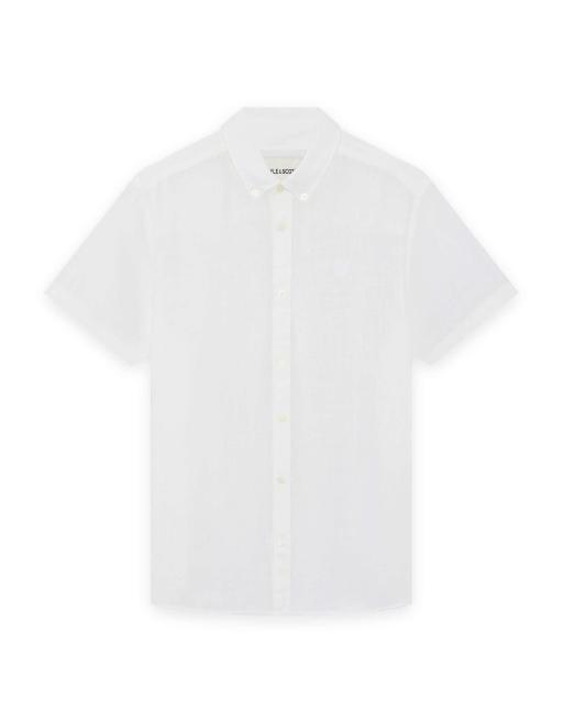 Lyle & Scott Ss woven shirts short sleeve linen shirt in 626 white, 5 of 6