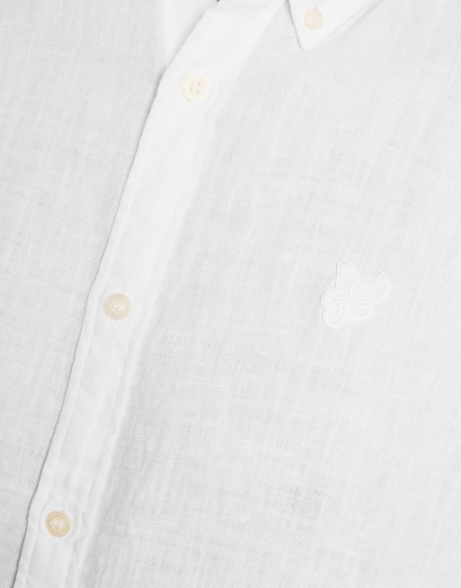 Lyle & Scott Ss woven shirts short sleeve linen shirt in 626 white, 6 of 6
