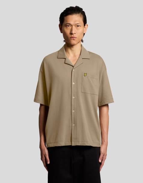 Lyle & Scott Ss woven shirts taped interlock revere shirt in y129 lint - view 1