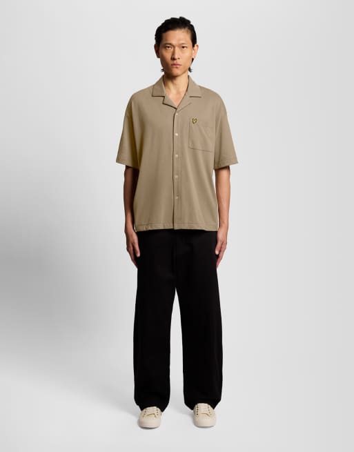 Lyle & Scott Ss woven shirts taped interlock revere shirt in y129 lint, 3 of 5