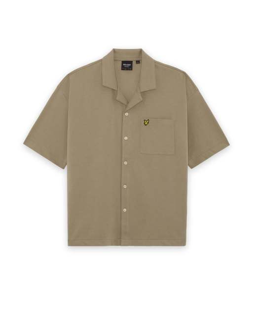 Lyle & Scott Ss woven shirts taped interlock revere shirt in y129 lint, 4 of 5