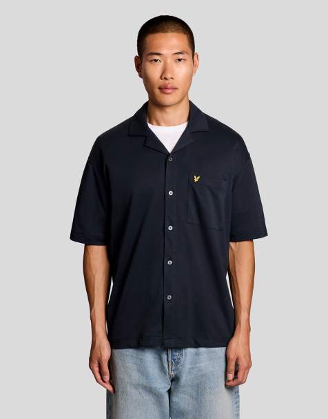 Lyle & Scott Ss woven shirts taped interlock revere shirt in z271 dark navy