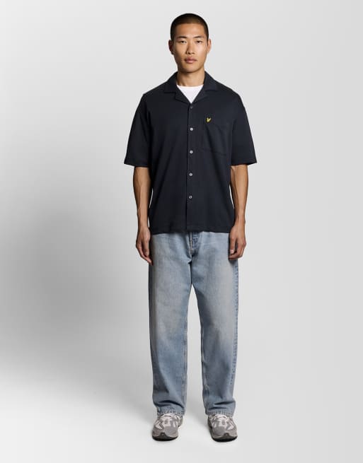 Lyle & Scott Ss woven shirts taped interlock revere shirt in z271 dark navy, 2 of 5