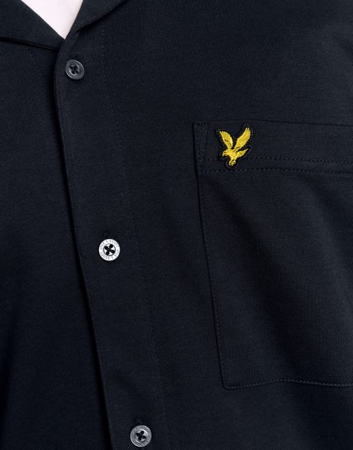 Lyle & Scott Ss woven shirts taped interlock revere shirt in z271 dark navy, 5 of 5