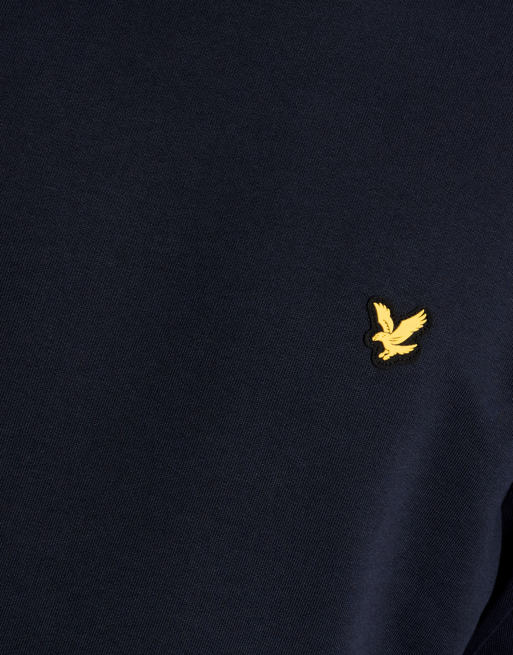 Lyle & Scott - Sudadera azul marino oscuro de capa media con cuello redondo y detalle de cinta de jacquard, 6 de 7