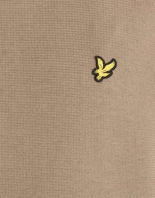 Lyle & Scott sudadera con capucha de canalé geométrico de capa intermedia en caqui ceniza, 6 de 6