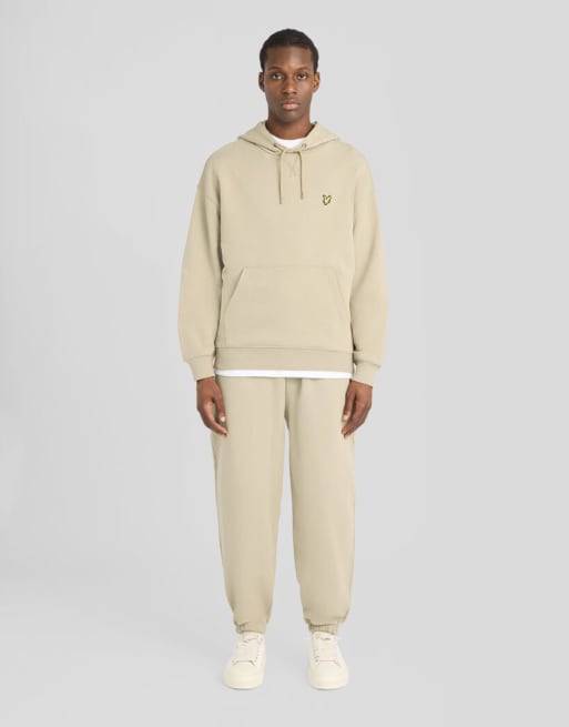 Lyle & Scott sudadera con capucha de capa intermedia, de tejido loopback grueso, caqui ahumado, 2 de 6