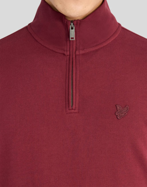 Lyle & Scott - Sudadera de capa intermedia con cremallera de un cuarto en burdeos fairway w976, 3 de 6
