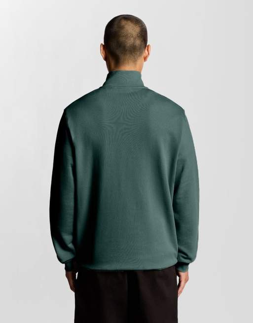 Lyle & Scott sudadera de capa intermedia con media cremallera en verde pino plateado, 4 de 6
